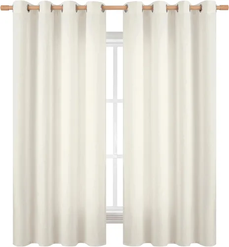 Miniatura 58 de BGment Cortinas de Lino Beige de 63 Pulgadas de Largo 2 Paneles - Tratamientos para Ventanas con Textura de Arpillera Filtrantes de Luz Cortinas