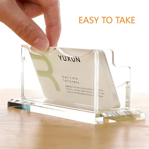 Miniatura 4 de YUXUN Tarjetero acrílico para escritorio, organizador de tarjetas de visita para mujeres, soporte transparente para tarjetas de presentación, base