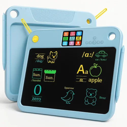 Tableta de aprendizaje para niños con pantalla doble, tablero de escritura y dibujo borrable para niños pequeños, juguete educativo sin pantalla,