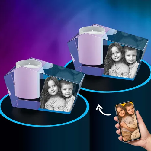 Miniatura 3 de ArtPix 3D Portavelas de fotos de cristal, regalos personalizados para mujeres, hombres, esposa, marido, mamá, grandes regalos personalizados con tu