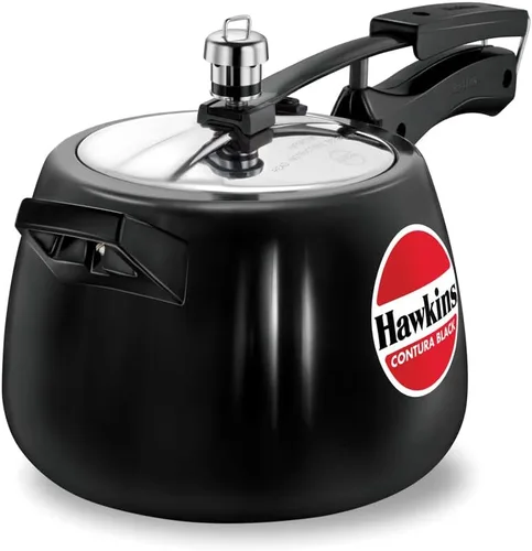 Hawkins Olla de presión Contura de 4 litros, color negro, con tapa interior anodizada dura, Olla Handi, color negro (Cb40), 4 litros