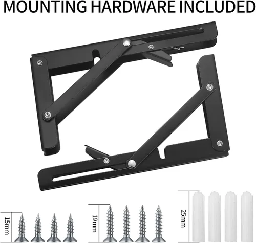Miniatura 3 de 2 soportes plegables para estantes, soportes de estante triangulares flotantes resistentes de 8 pulgadas, soportes de estantes plegables, soportes
