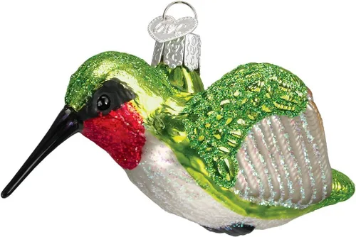 Miniatura 20 de Old World Christmas Mini adorno de cristal cardenal rojo soplado para árbol de Navidad, decoración navideña artesanal, colección de observadores