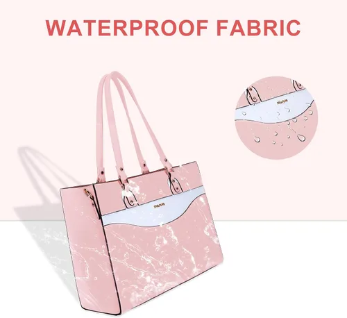 Miniatura 6 de MOSISO Bolsa de mano para computadora portátil para mujer, bolsa de trabajo de piel sintética con compartimento para laptop compatible con laptop
