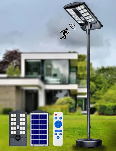 Miniatura 8 de JAYNLT Luces solares de calle de 4000 W para exteriores con poste de 118 pulgadas de alto, 3000 K/4000 K/6500 K 300000 LM, lámparas solares de pie