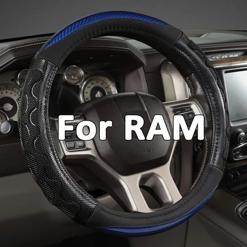 Miniatura 13 de GIANT PANDA Cubierta de volante para Dodge Ram 1500 - Fundas para volante de automóvil para Dodge Ram 2500 3500 15.5-16 pulgadas - Negro B-Negro