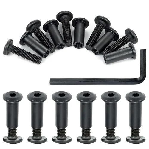 Miniatura 8 de 25 tornillos hexagonales negros y tuercas de barril M6x20mm para muebles, tornillos hexagonales negros y tuercas de barril, tornillos de fijación