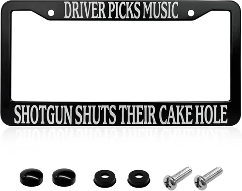Driver Pick Music Marco de Matrícula, Marco de Matrícula Trasero y Delantero Personalizado con 2 Agujeros, Soporte de Matrícula Divertido de 12 x 6