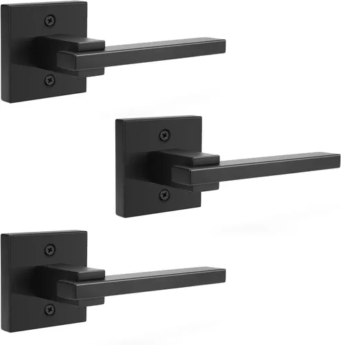 Miniatura 23 de Orger Paquete de 1 Manija de Puerta de Privacidad Negro Mate, Cerradura de Puerta Interior Sin Llave para Dormitorio y Baño, Manija de Puerta