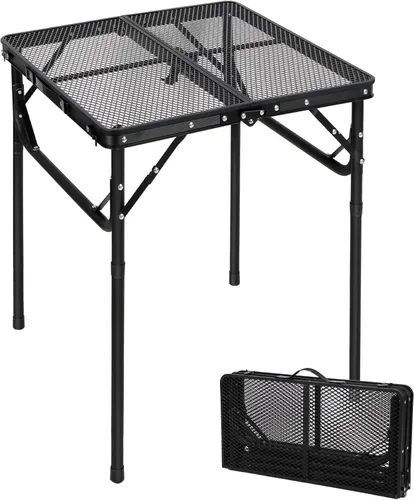 Miniatura 16 de RedSwing Mesa plegable para parrilla, mesa de aluminio ligera de altura ajustable con escritorio de malla y bolsa de malla para acampar al aire Negro