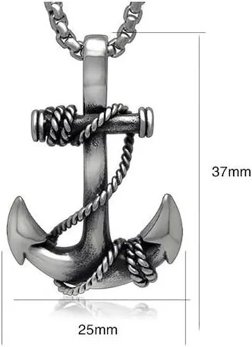 Miniatura 5 de JAJAFOOK - Collar de cadena para hombre con ancla náutica de plata