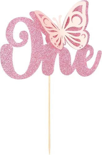 Miniatura 8 de Gyufise 1 pieza de mariposa Oh Baby Cake Topper Glitter Baby Shower Butterfly Cake Pick para revelación de género Baby Shower Niños fiesta de Rojo