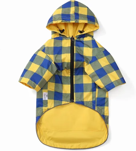 Impermeable para Perros Perros Impermeable Chaqueta de Lluvia Reversible para Perros Razas Pequeñas y Medianas Cremallera Reflectante Bolsillo de
