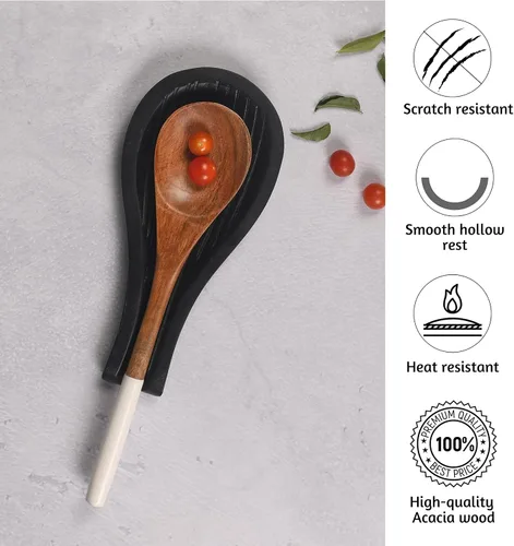 Miniatura 2 de Soporte para cuchara o soporte para cuchara para encimera de cocina (1, negro)