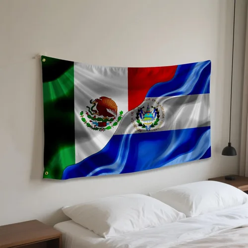 Miniatura 5 de Bandera guatemalteca de Guatemala y El Salvador de 3 x 5 pies de doble cara impresa para interiores y exteriores, bandera decorativa de tela