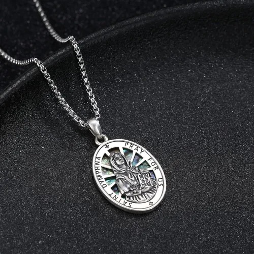 Miniatura 192 de Collar de plata de ley 925 con medalla de San Patrón, colgante de protección católica, amuleto, joyería religiosa para hombres y mujeres