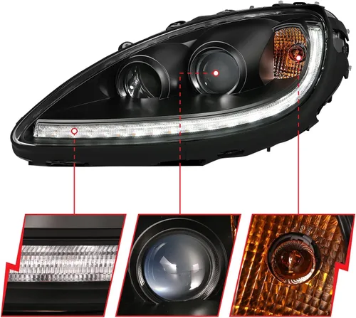 Miniatura 2 de ANZO (121553) 2005-2013 Chevy Corvette Proyector estilo tablón Switchback H.L. Negro ámbar