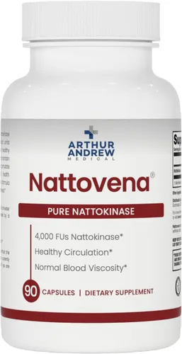 Miniatura 10 de Arthur Andrew Medical, Nattovena, suplemento puro de nattokinase, doble fuerza de 4,000 FU por cápsula, 180