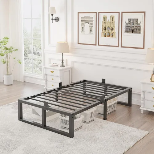 Miniatura 2 de Yitong Angel Armazones de Cama Gemela Plataforma, 14 Pulgadas de Alto 3500 lbs Plataforma de Metal de Servicio Pesado, Base de Colchón con Soporte