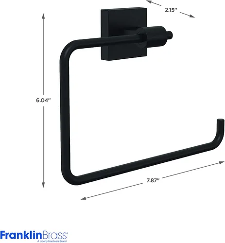 Miniatura 6 de Franklin Brass Maxted Portatollas de Mano (Paquete de 1) Negro Mate Estantes para Toallas para Pared de Baño Soporte de Anillo Cuadrado para Toallas