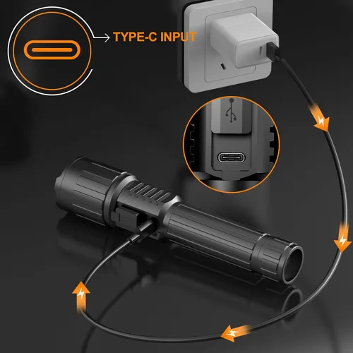 Miniatura 9 de Relybo Linterna LED recargable de 20000 lúmenes altos, largo alcance y tiempo de funcionamiento de 12 horas Linternas súper brillantes USB C