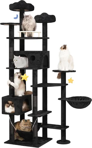 Miniatura 8 de Meecal Árbol de gato resistente de 79 pulgadas para gatos de interior y adulto, torre gigante alta para gatos con poste rascador, perchas grandes