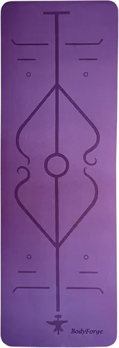 Miniatura 8 de BodyForge - Tapete de yoga grueso de 0.315 pulgadas, elastómero termoplástico, ecológico, con marcas de alineación, antideslizante, extra gruesa
