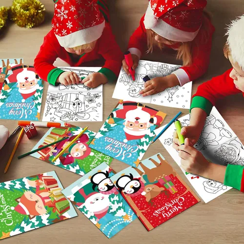 Miniatura 5 de CCINEE 36 piezas de libros de colorear de Navidad, mini folletos de 12.7 cm x 17.8 cm, manualidades, regalos de fiesta, presentes divertidos
