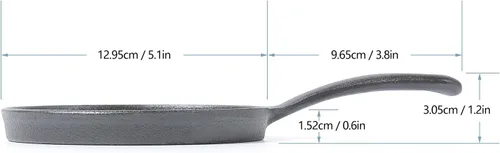 Miniatura 2 de HAWOK Plancha redonda de hierro fundido de 5 pulgadas, sartén pre-sazonada para crepé, juego de 6..