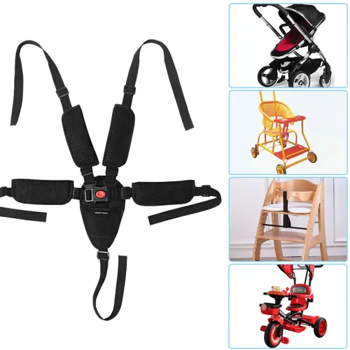 Miniatura 3 de Arnés universal de 5 puntos para cinturón de seguridad para bebé, correa de seguridad ajustable para silla alta cochecito para niños protección