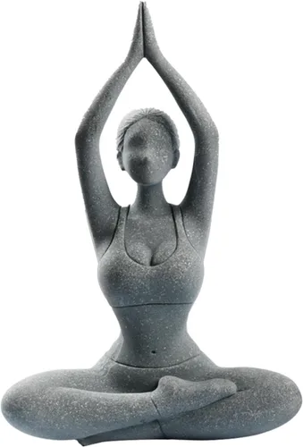 livelyfish Estatua de dama de yoga, piedra arenisca, figura de yoga para meditación, figuras coleccionables para el hogar, estante del acuario,