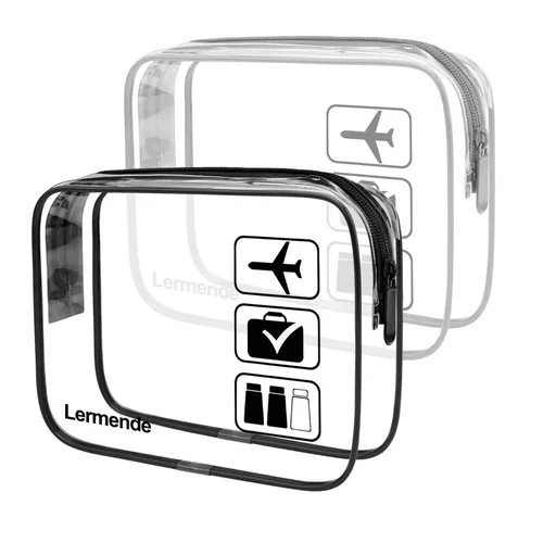 Miniatura 11 de Lermende - Bolsa de aseo, 2 unidades, transparente, aprobada por la TSA, bolsa de viaje de un cuarto, tamaño 3-1-1 Negro