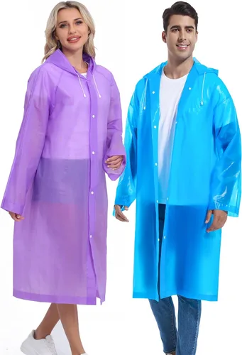 Miniatura 82 de 2 abrigos de lluvia de Borogo para adultos, chaquetas de lluvia reutilizables para hombres y mujeres
