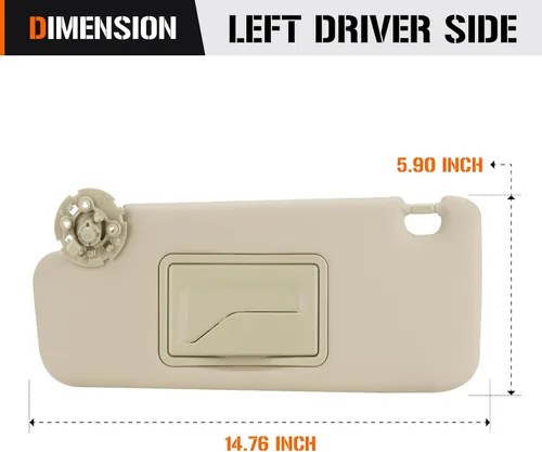 Miniatura 5 de Visera solar de 3 agujeros para Chevy Cruze 2011-2016, visera solar beige del lado izquierdo del conductor Reemplazo 95034256, 95034253, 84126667