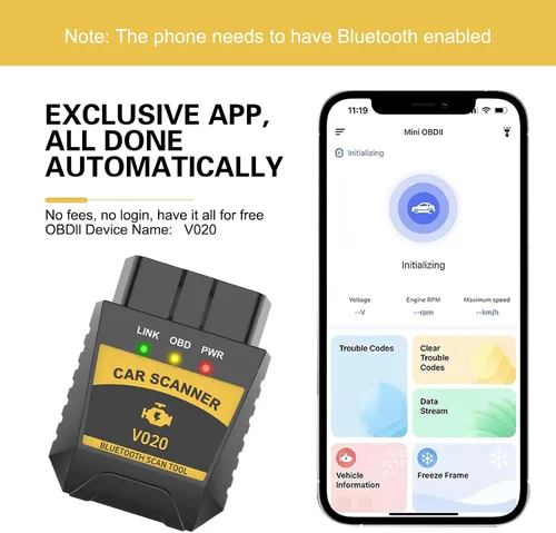 Miniatura 3 de Escáner de diagnóstico Bluetooth OBD2 para automóvil, ELM327 Herramienta de lectura y reinicio de código de motor, dispositivo de monitor de datos