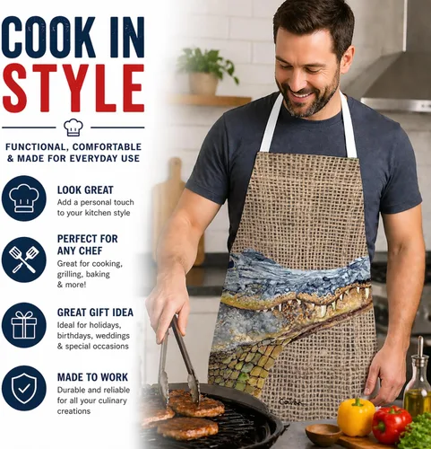 Miniatura 2 de Caroline's Treasures 8733APRON - Delantal de cocodrilo para cocinar, hornear, manualidades, jardinería para adultos, mujeres y hombres, unisex