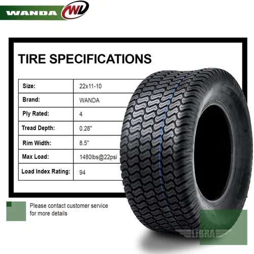 Miniatura 2 de WANDA 22 x 11 – 10, 22 x 11 x 10 pulgadas, neumático para corta césped de 5 capas para vehículo de jardinería con garantía - 13045