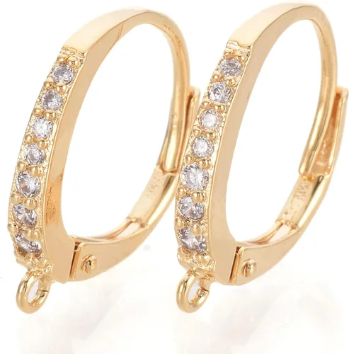 Miniatura 10 de Fashewelry 14 aretes de aro de oro de 18 quilates de latón Huggie aros aros aros con lazo para mujer, aretes colgantes para hacer joyas 4-Forma mixta