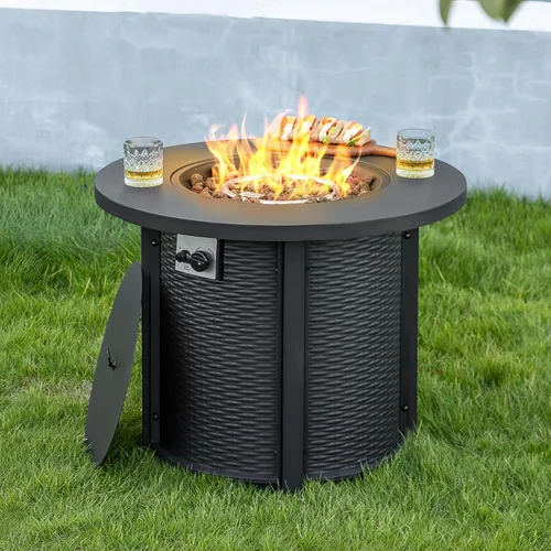 Miniatura 2 de Nuu Garden Mesa redonda de propano de 30 pulgadas para exteriores, con certificación CSA, hoguera de gas 2 en 1 con marco de metal en relieve