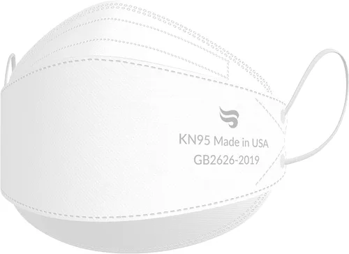 Breatheze Máscaras Faciales KN95 Hechas en Estados Unidos Registradas por la FDA - Máscara KN95 Desechable - Estilo 3D Blanco