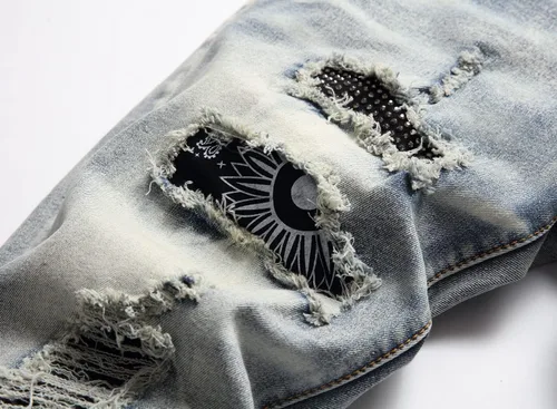 Miniatura 5 de Jeans ajustados de ajuste recto lavado de moda para hombre