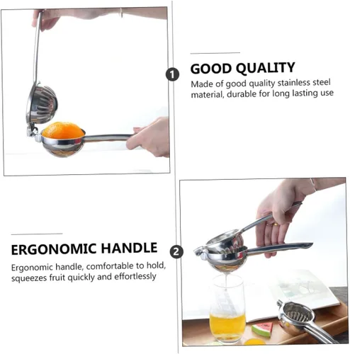 Miniatura 3 de Exprimidor manual de limón de acero inoxidable, exprimidor de frutas de mano para uso en cocina, material grueso resistente, fácil de apretar