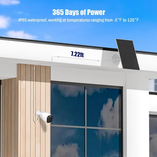Miniatura 6 de Zivif Panel solar de 7 W compatible con Eufycam 2C/2C Pro/2/2 Pro/E20/E40/E, cargador solar USB con puerto USB-C, con conector micro USB y enchufe