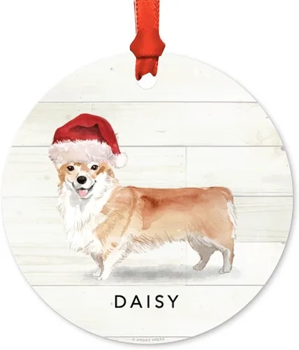 Miniatura 12 de Andaz Press Adorno de Navidad de metal personalizado para perro, perro y mascota, cocker spaniel con sombrero de Papá Noel, 1 paquete, incluye cinta