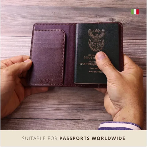 Miniatura 4 de Maruse Funda de pasaporte de piel italiana para hombre y mujer, hecha a mano en Italia