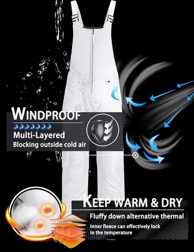 Miniatura 5 de GEMYSE Overol con peto de esquí impermeable aislado para mujer pantalones de snowboard de invierno
