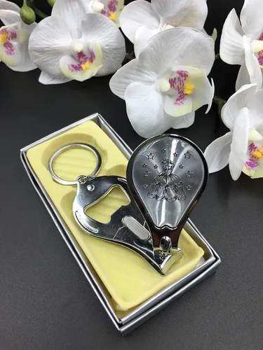 (12) Nuevos recuerdos de Quinceañera. Mi dulce 15 princesa regalos de celebración de plata placa de uñas llavero recuerdo de fiesta