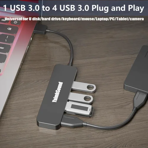 Miniatura 3 de Hub USB 3.0 de 4 puertos, divisor USB T-Sound para laptop, adaptador de teclado y mouse PS4 para Dell, Asus, HP, MacBook Air, Surface Pro, Acer