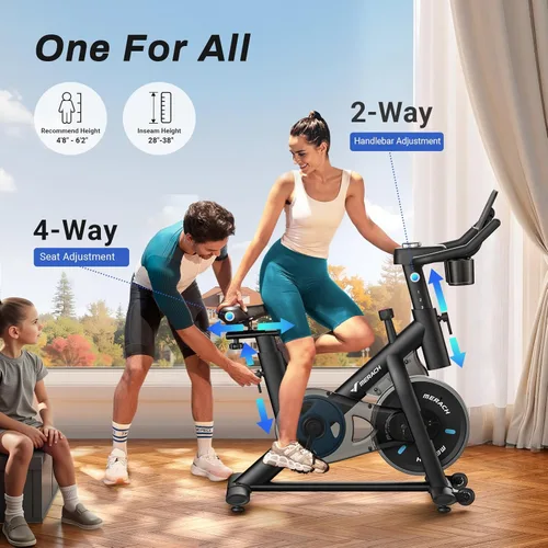 Miniatura 6 de MERACH Bicicleta de Ejercicio, Bicicleta Estática con Pastillas de Freno y App Exclusiva, Bicicleta de Ciclismo Interior de Bajo Ruido con Capacidad