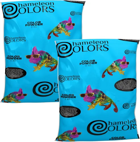 Chameleon Colors Polvo azul para revelación de género, 2 bolsas de 5 libras, color azul vibrante, para bebé, bolsas de fácil apertura, fácil